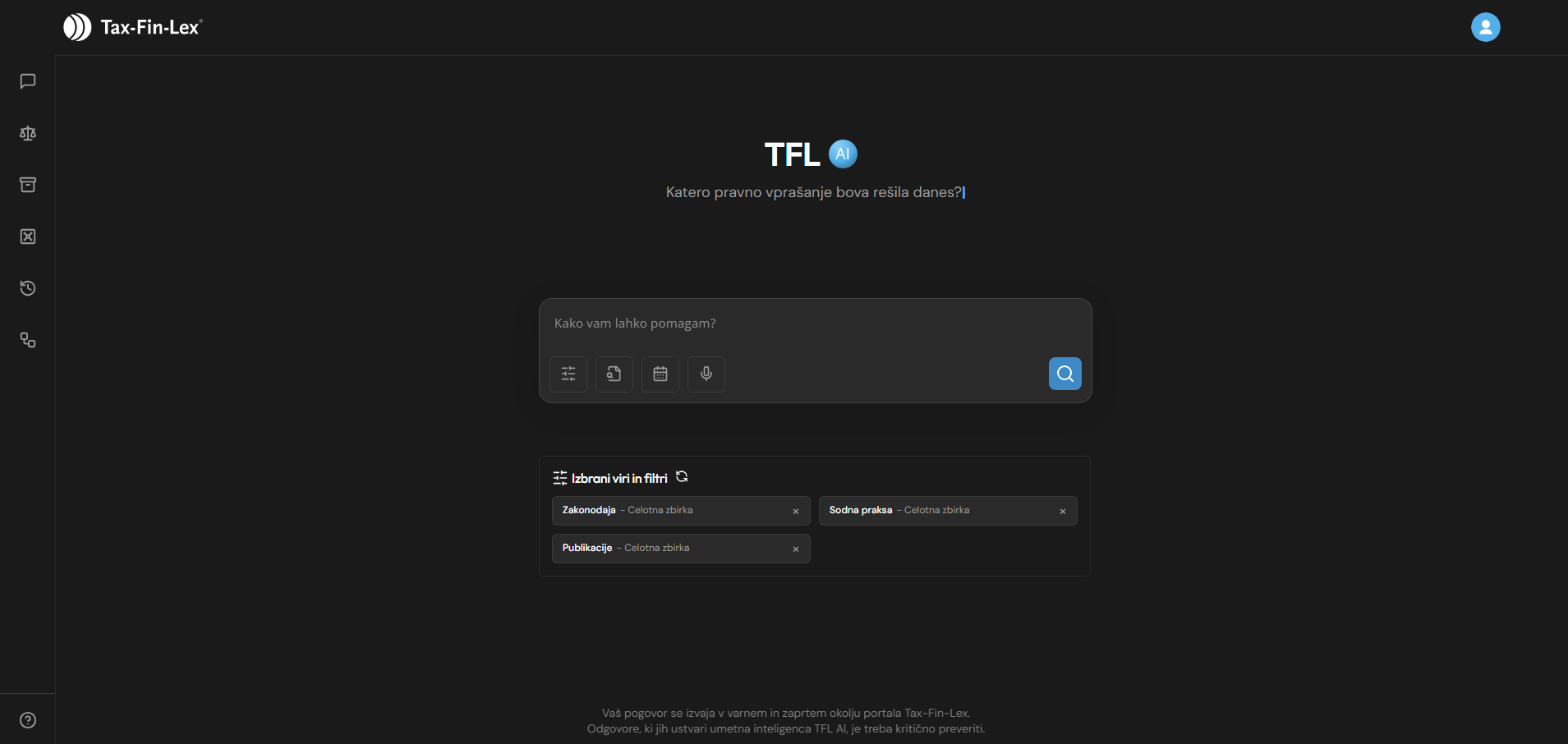 Glavno pogovorno okno TFL AI